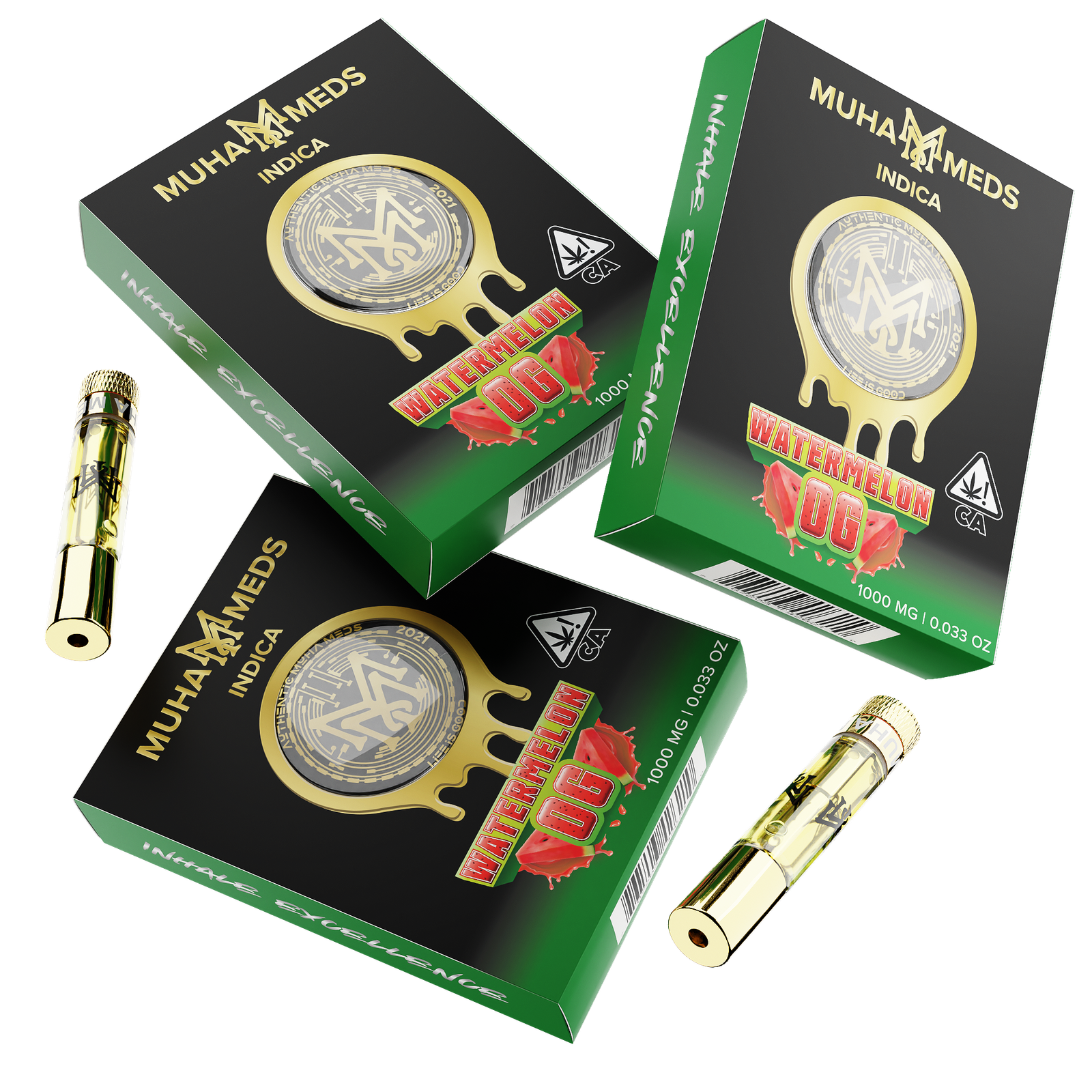 Muha Meds - Watermelon OG | INDICA 1000MG THC - Disposable Vape - Image 2